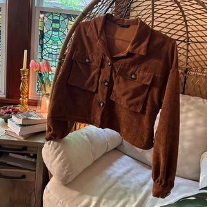 Brown corduroy shacket